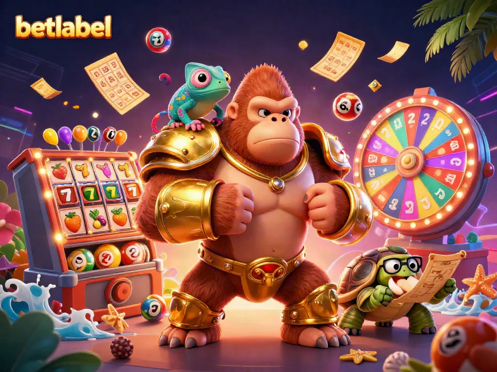 Engage with betlabel as the gorilla king dominates the casino scene with vibrant slot reels and lively lottery elements.